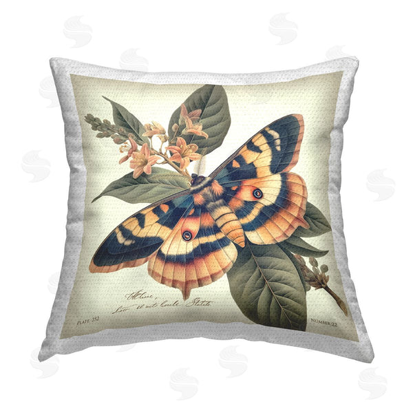 Stupell Industries Steve Hunziker | Detailed Moth & Lilies Printed Throw Pillow