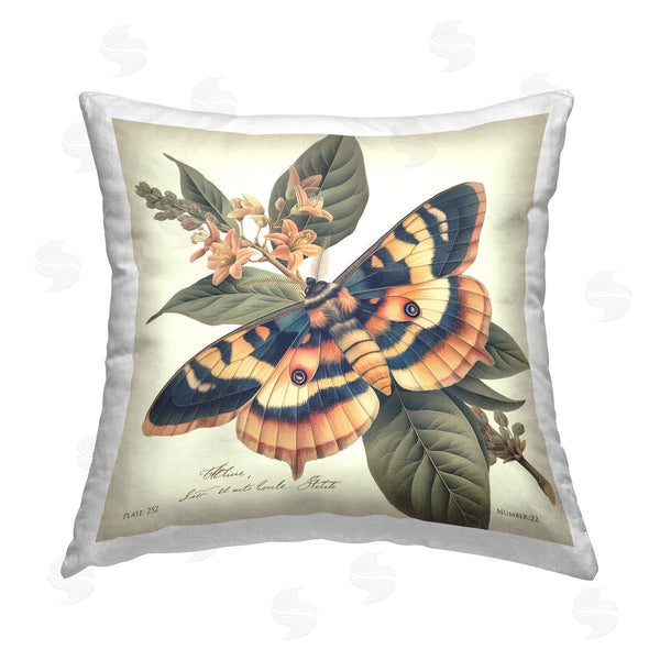 stupell industries Steve Hunziker | Detailed Moth & Lilies Printed Throw Pillow