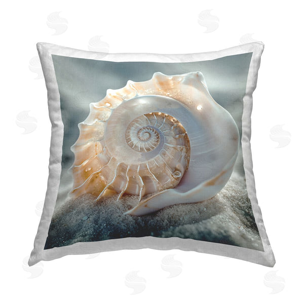 stupell industries Steve Hunziker | Detailed Seashell on Sand Printed Throw Pillow