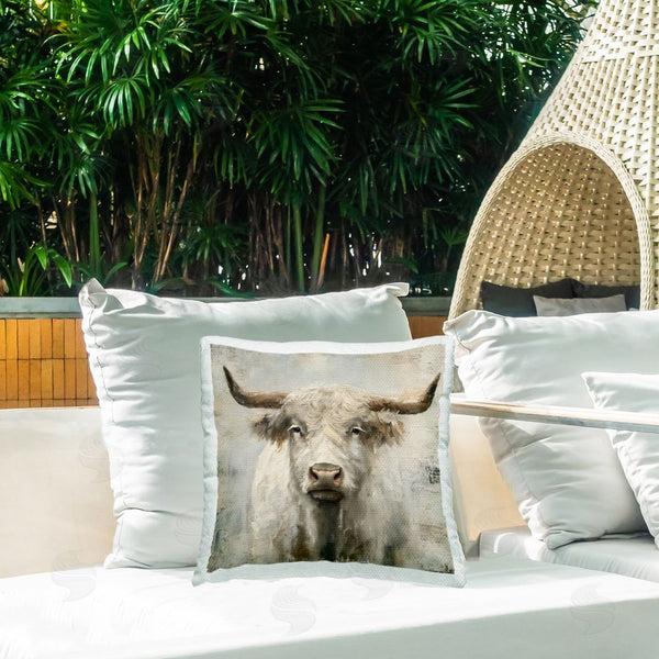 Stupell Industries Steve Hunziker | Fluffy Longhorn Cattle Printed Throw Pillow