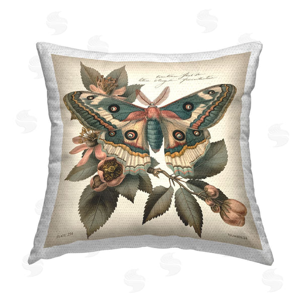 Stupell Industries Steve Hunziker | Green Patterned Moth Printed Throw Pillow