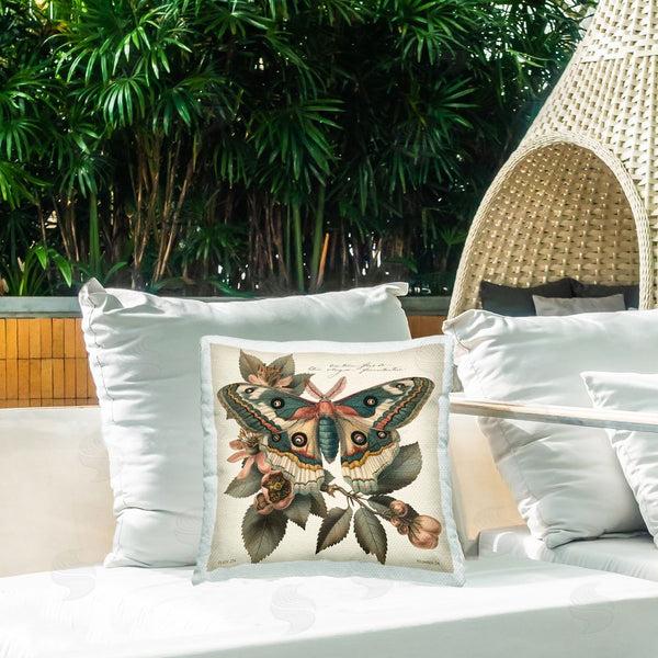 Stupell Industries Steve Hunziker | Green Patterned Moth Printed Throw Pillow