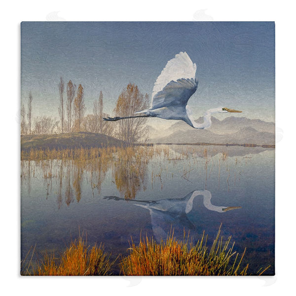 stupell industries Steve Hunziker | Heron Flying Lake Reflection Wall Art