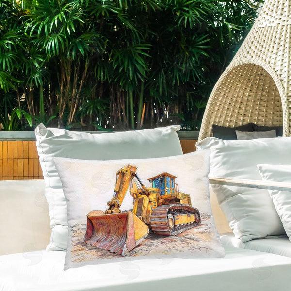 Stupell Industries Steve Hunziker | Industrial Bulldozer Drawing Throw Pillow