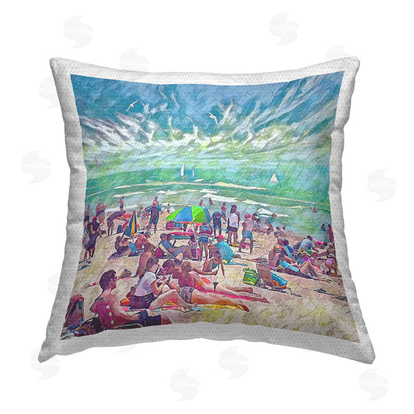 Stupell Industries Steve Hunziker | Modern People On Beach Printed Throw Pillow