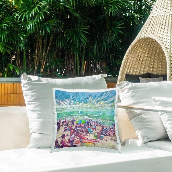 Stupell Industries Steve Hunziker | Modern People On Beach Printed Throw Pillow