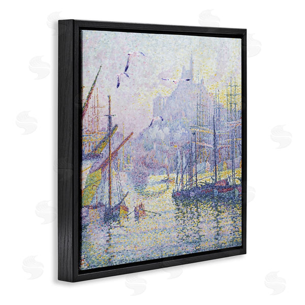 Stupell Industries Steve Hunziker | Morning Sunrise Ship Port Seagulls Nautical Pointillism Painting Wall Art