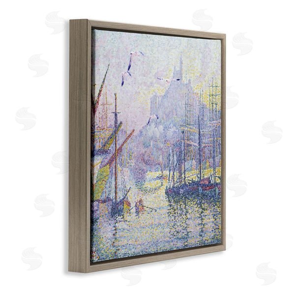 Stupell Industries Steve Hunziker | Morning Sunrise Ship Port Seagulls Nautical Pointillism Painting Wall Art