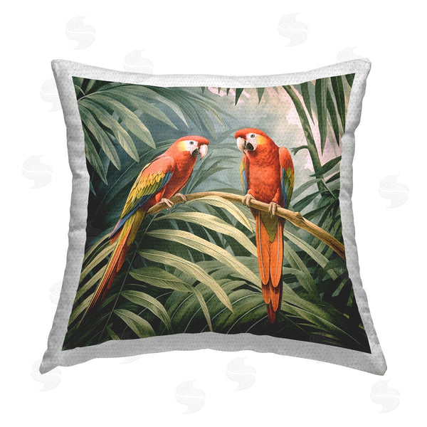 Stupell Industries Steve Hunziker | Parrot Duo In Rainforest Printed Throw Pillow