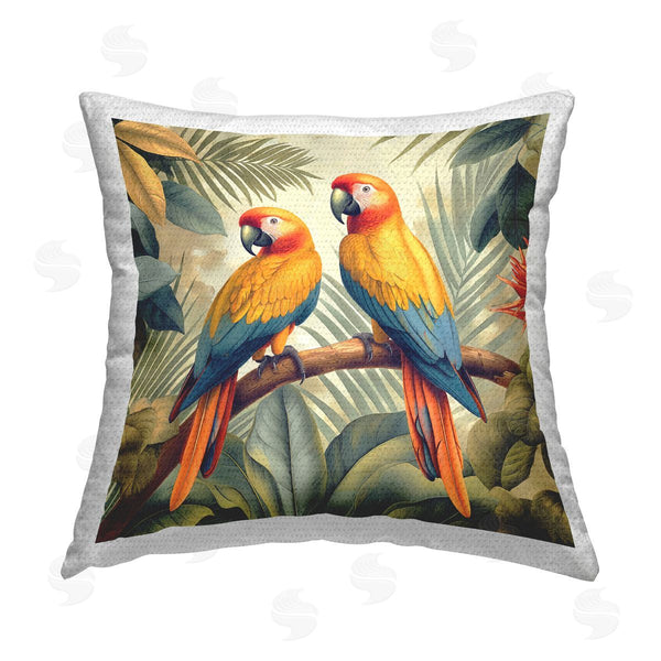 Stupell Industries Steve Hunziker | Parrot Duo On Branch Printed Throw Pillow