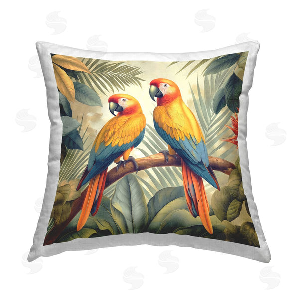 stupell industries Steve Hunziker | Parrot Duo on Branch Printed Throw Pillow