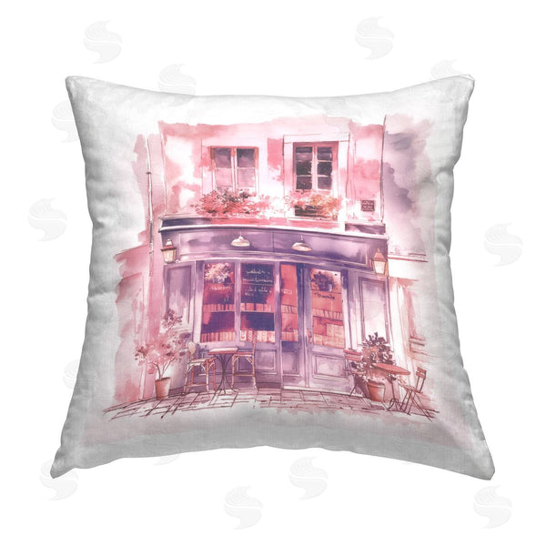 stupell industries Steve Hunziker | Pink Bistro Caf� Printed Throw Pillow