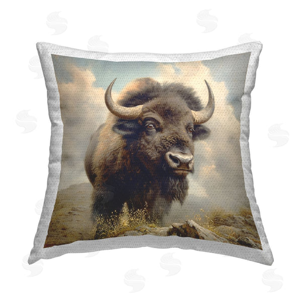 Stupell Industries Steve Hunziker | Strong Bison Horns Printed Throw Pillow