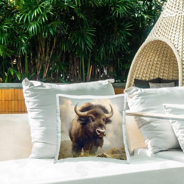Stupell Industries Steve Hunziker | Strong Bison Horns Printed Throw Pillow