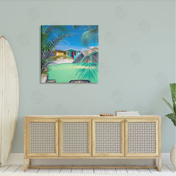 Stupell Industries Steve Hunziker | Vintage Car Coastal Vacation Cottages Wall Art