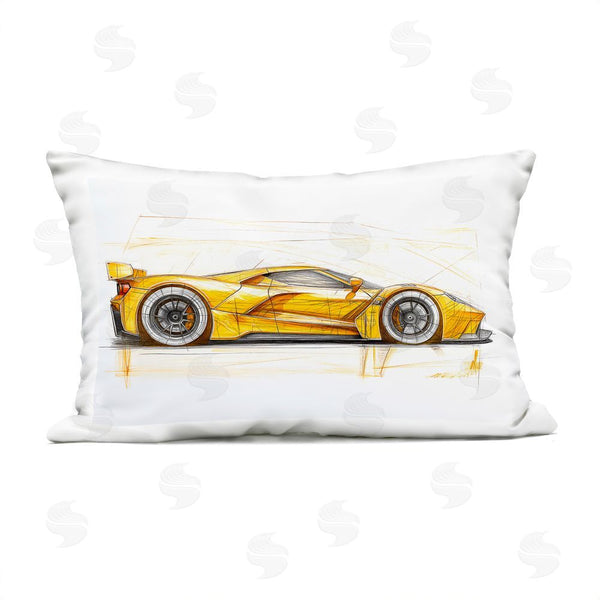 Stupell Industries Steve Hunziker | Yellow Sports Car Whimsicality Throw Pillow