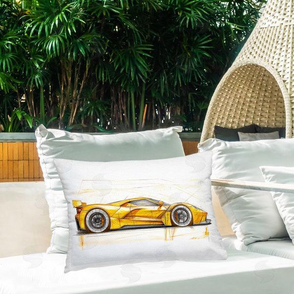 Stupell Industries Steve Hunziker | Yellow Sports Car Whimsicality Throw Pillow
