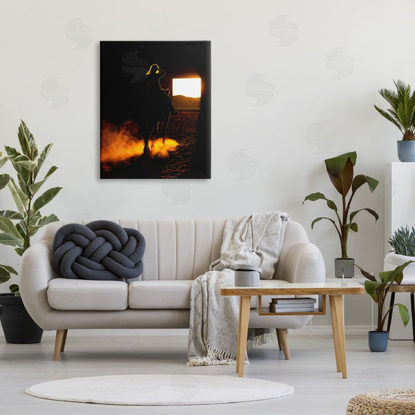 Stupell Industries Steve Smith | Equestrian Horse Jockey Silhouette Vivid Light Flare Wall Art