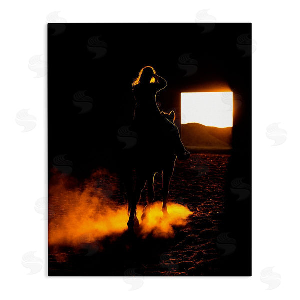 stupell industries Steve Smith | Equestrian Horse Jockey Silhouette Vivid Light Flare Wall Art