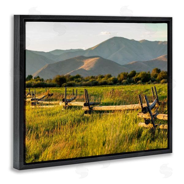 Stupell Industries Steve Smith | Grassland Farm Fence Countryside Sunny Mountain Scene Wall Art