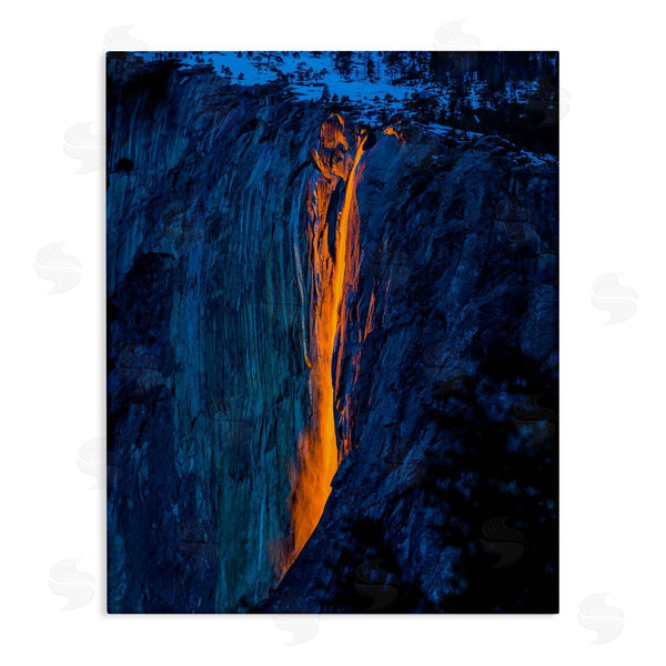 stupell industries Steve Smith | Lava Flowing Snowy Mountain Side Rock Cliffs Wall Art