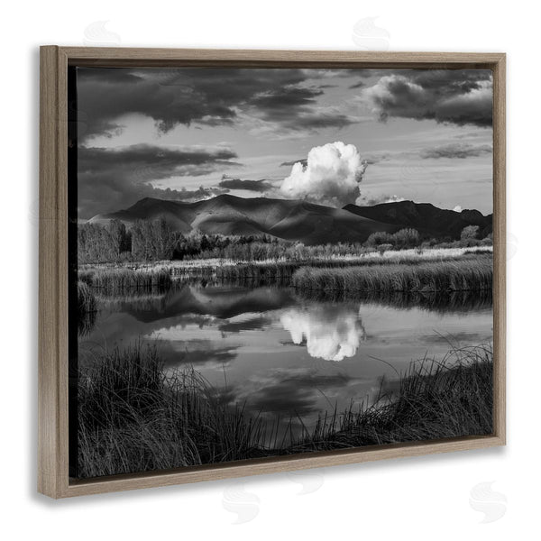 Stupell Industries Steve Smith | Puffy Cloud Over Mountain Grassy Marsh Landscape Wall Art