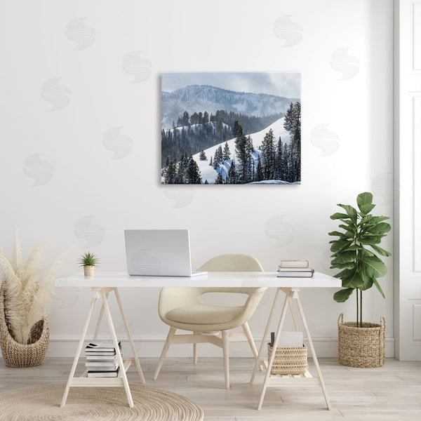 Stupell Industries Steve Smith | Quiet Snowy Mountain Slopes Scattered Fir Trees Wall Art