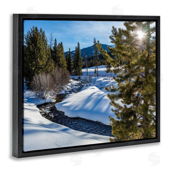 Stupell Industries Steve Smith | River Flowing Between Snowy Slopes Distant Mountain Wall Art