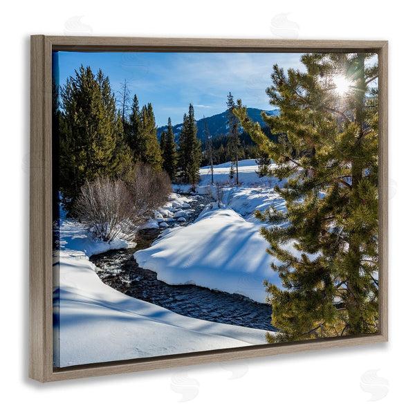 Stupell Industries Steve Smith | River Flowing Between Snowy Slopes Distant Mountain Wall Art