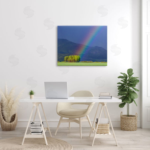 Stupell Industries Steve Smith | Uplifting Rainbow Rays Tree Grove Mountain Landscape Wall Art