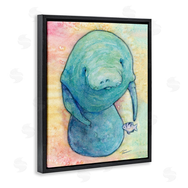 Stupell Industries Steve Vanderbosch | Aquatic Manatee Among Fish Rainbow Watercolor Detail Wall Art