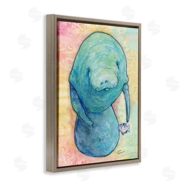 Stupell Industries Steve Vanderbosch | Aquatic Manatee Among Fish Rainbow Watercolor Detail Wall Art