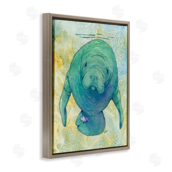 Stupell Industries Steve Vanderbosch | Green Manatee Underwater