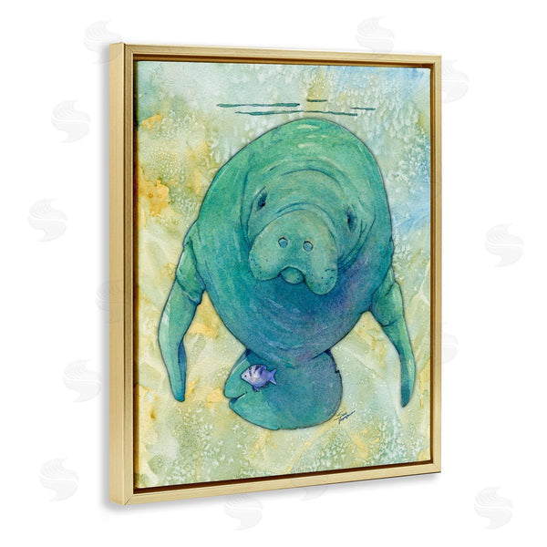 Stupell Industries Steve Vanderbosch | Green Manatee Underwater