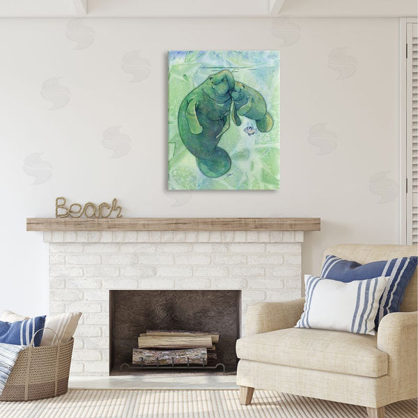 Stupell Industries Steve Vanderbosch | Green Manatees & Fish Wall Art