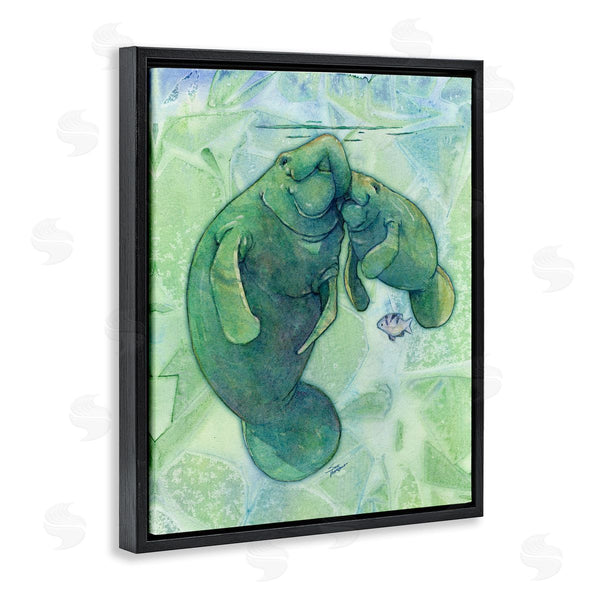 Stupell Industries Steve Vanderbosch | Green Manatees & Fish Wall Art
