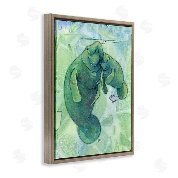Stupell Industries Steve Vanderbosch | Green Manatees & Fish Wall Art