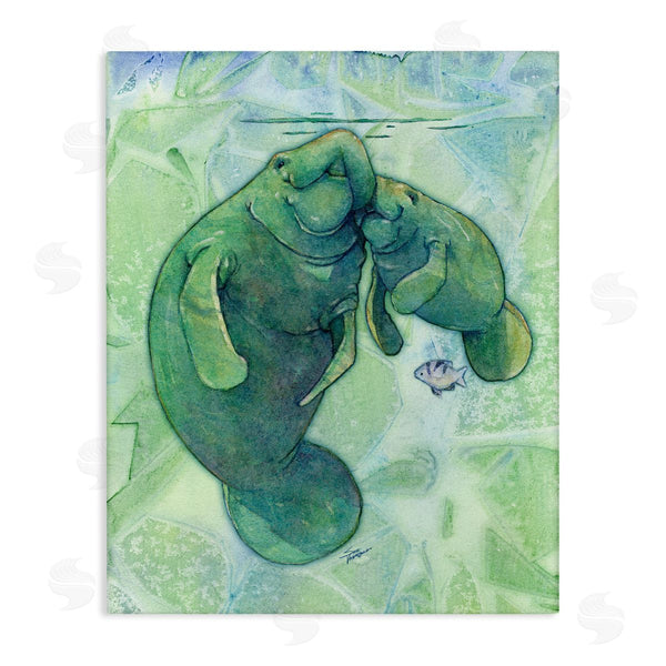 stupell industries Steve Vanderbosch | Green Manatees & Fish Wall Art