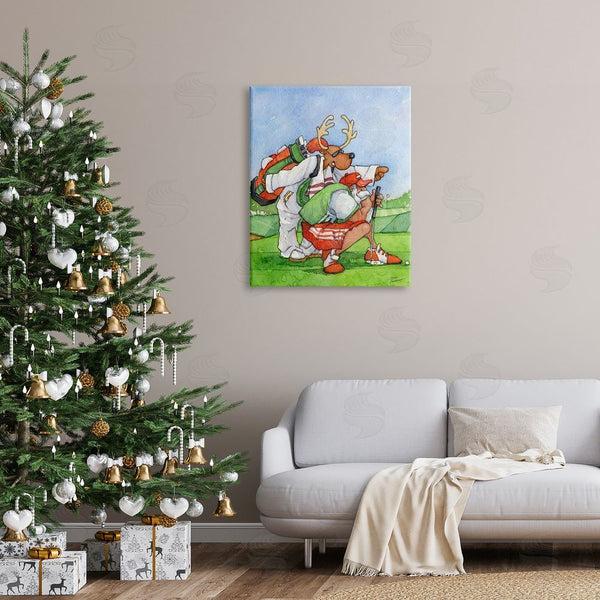 Stupell Industries Steve Vanderbosch | Santa Claus Off Duty Silly Reindeer Golfing Wall Art