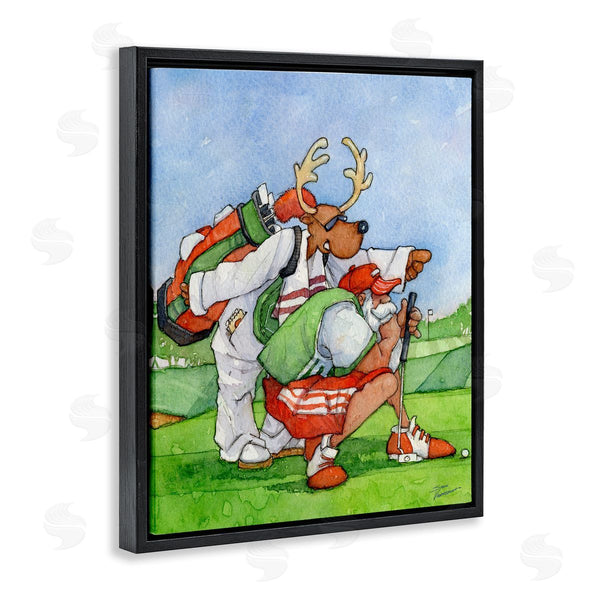 Stupell Industries Steve Vanderbosch | Santa Claus Off Duty Silly Reindeer Golfing Wall Art
