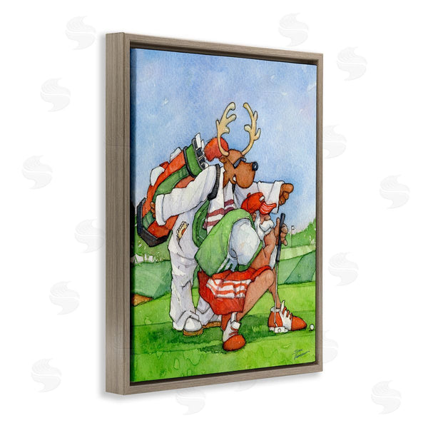 Stupell Industries Steve Vanderbosch | Santa Claus Off Duty Silly Reindeer Golfing Wall Art