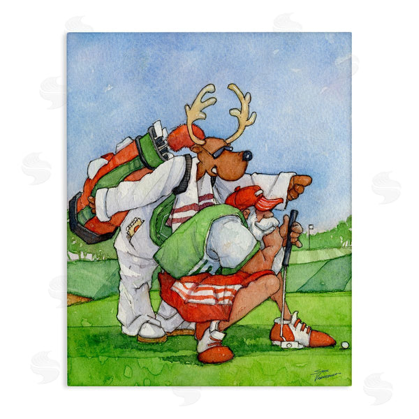stupell industries Steve Vanderbosch | Santa Claus Off Duty Silly Reindeer Golfing Wall Art