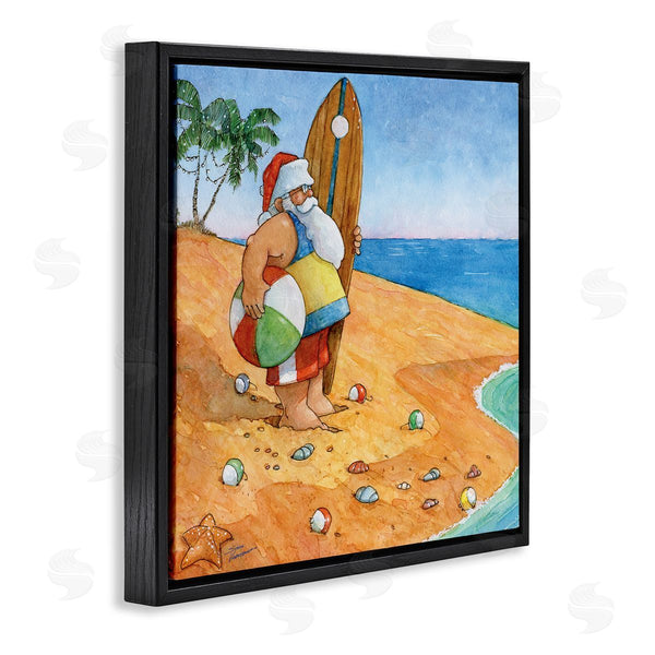 Stupell Industries Steve Vanderbosch | Santa Claus On Beach Surf Board Tropical Christmas Wall Art
