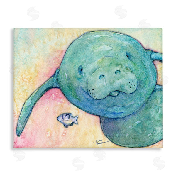 stupell industries Steve Vanderbosch | Smiling Manatee Aquatic Wildlife Fish Rainbow Pattern Wall Art