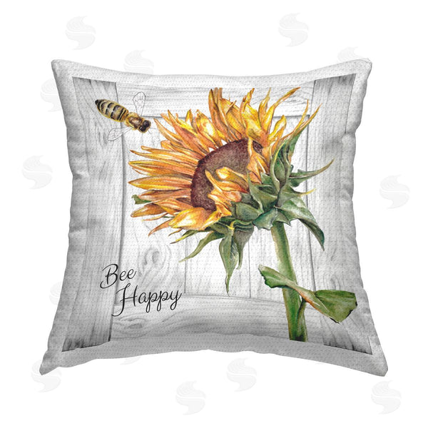 Stupell Industries Studio 731 | Bee Happy Sunflower Printed Throw Pillow