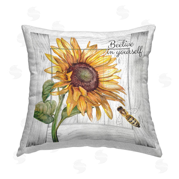 Stupell Industries Studio 731 | Beelieve Floral Bee Pun Printed Throw Pillow