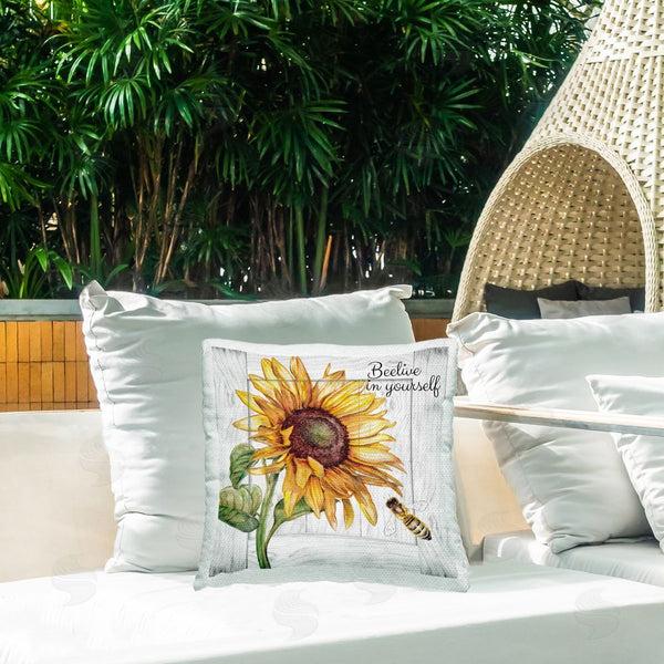 Stupell Industries Studio 731 | Beelieve Floral Bee Pun Printed Throw Pillow