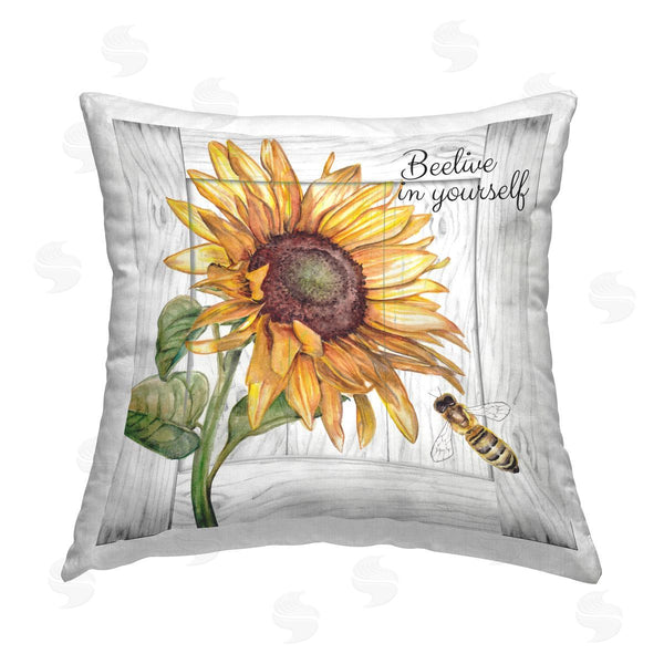 stupell industries Studio 731 | Beelieve Floral Bee Pun Printed Throw Pillow