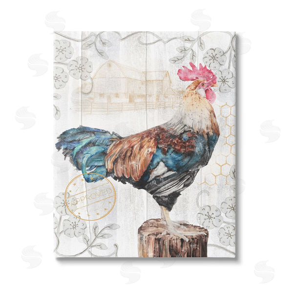 stupell industries Studio 731 | Rooster with Vintage Pattern Wall Art