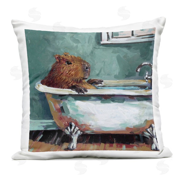 Stupell Industries Studio Bautista | Capybara In Bubble Bath Printed Throw Pillow